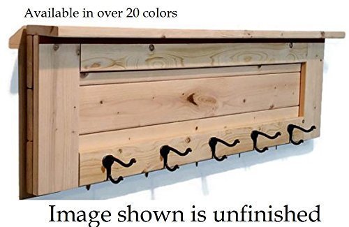 Renewed Decor Farmhouse Shelf and Clothing or Towel Rack, Featuring 5 Hooks, Available in 25 Colors