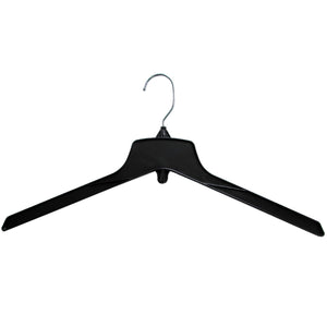Hanger Central Recycled Heavy Duty Plastic Coat Hangers with Short Polished Metal Swivel Hooks Outerwear Hangers, 19 Inch, Black, 50 Pack