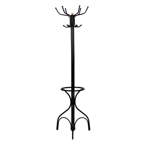 Tangkula Coat Rack Metal Frame Study Portable Free Standing Entryway Hat Coat Jacket Umbrella Holder Hanger with Base Coat Tree Stand (Black 003)