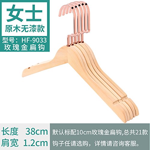 Kexinfan Hanger Wood Unpainted Natural Wooden Hanger Men'S Women'S Children'S Clothing Clothing Store Non-Slip Wooden, Unpainted Round Head 10Cm Rose Gold Flat Hook