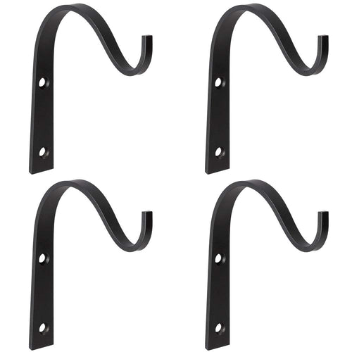 Mkono 4 Pack Iron Wall Hooks Metal Heavy Duty Plant Hanger Bracket Coat Hook Decorative Hook for Hanging Lantern Planter Bird Feeders Coat Indoor Outdoor Rustic Home Decor, Screws Included