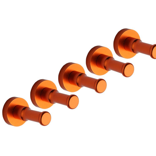 Generic Single Hook Hat Coat Robe Door Wall Hook Hanger Space Aluminum (Pack of 5) (Orange)