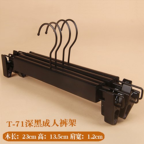 Kexinfan Hanger Black Solid Wood Hanger Adult Clothing Store Non-Slip Men'S Women'S Children'S Clothing Wooden Clothes Rack, 1, T-71 Dark Black Adult Pants Rack -10