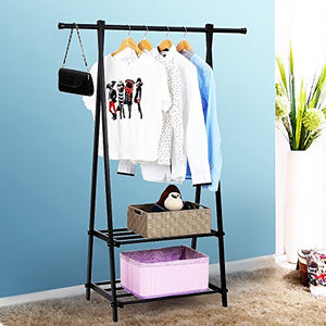 SIBO 2-Tier Garment Rack Clothes Storage Organization Drying Hanging Portable Wardrobe (ship from US)
