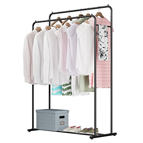 Rackaphile Clothes Rack, Clothes Organizer, Adjustable Double Rails Heavy Duty Garment Rack for Balcony and Bedroom (Black)