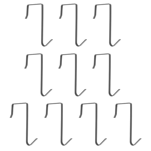 HanLingGG Over the Door Hanger Hook Pocket Chart Hanging Hooks Metal Space Saving Organizer for Coat, Towel, Bag, Robe,Clothes - 10 Pack - Dark Grey