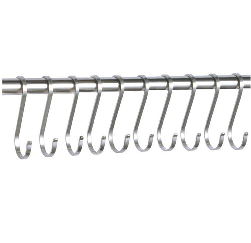 10 Pack Flat S Hooks Heavy Duty Hanging Hooks 304 Stainless Steel S Shaped Metal Kitchen Pot Pan Hangers Rack Hooks (L/Flat/10pcs)