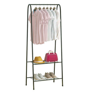 Fresh Household Freestanding Closet, Double Rod Heavy Duty Garment Rack 2-Tier Metal Hanging Clothes Rack Portable Closet with Bottom Shelves for Shoes Storage - Black