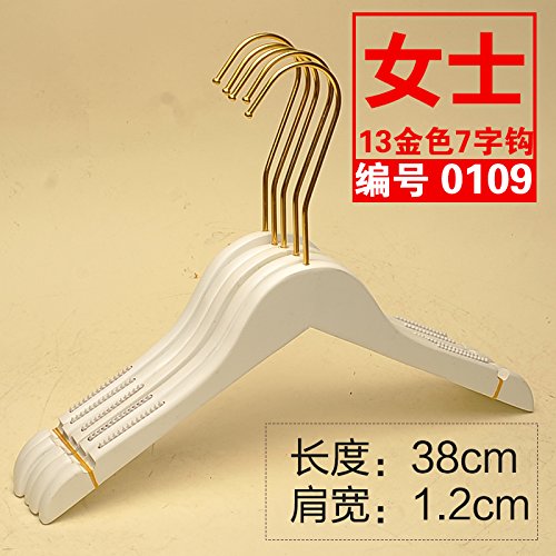 Kexinfan Hanger Pure White Women Clothing Store Men Solid Wood Hanger Wooden Hanger, 10, 13 Gold 7 Word Hook -1099 Female White Round Head