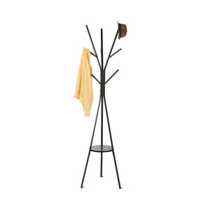 HOME BI Coat Rack Stand, Coat Hanger with 9 Hooks for Holding Jacket, Hat, Purse in Black