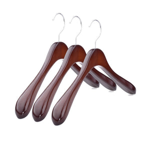 Superior Gugertree Wooden Wide Shoulder Coat Hanger, Women Clothing Hangers with Polished Chrome Hook, Attractive Walnut Finish,3-pack