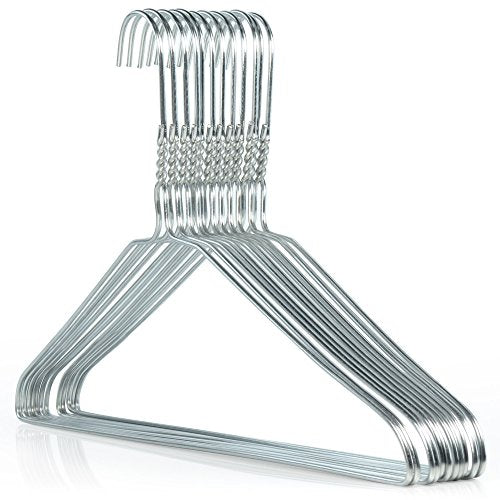 HANGERWORLD 20 Silver 16inch Metal 10 Gauge Wire Remat Galvanized Pants Bar Coat Clothes Garment Hangers