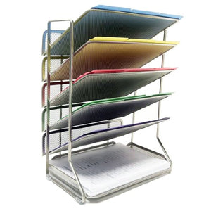 Seville Classics 6-Tray Iron Mesh Office Vertical Desktop/Wall Mount Organizer, Letter/A4 Size