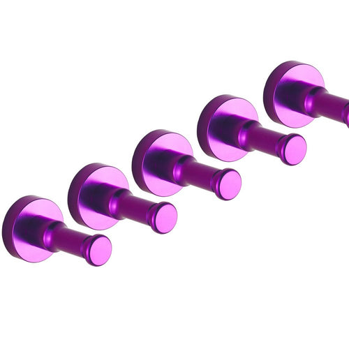 Generic Single Hook Hat Coat Robe Door Wall Hook Hanger Space Aluminum (Pack of 5) (Purple))