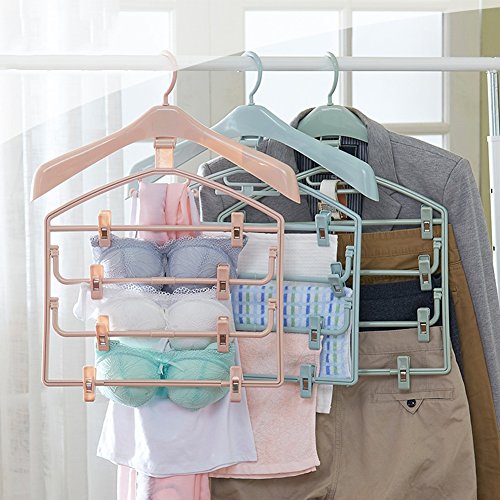 LIANGJUN Clothes Hangers Hooks Multifunctional Trousers Clips Rotatable Drying Rack 5 Tier, 2 Colors, 44X54cm (Color : Pink, Size : Quantity 7)