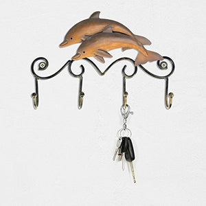 Tooarts Key Holder Iron Dolphin Wall Hooks Antique Finish Iron Clothes Hanger Rack Screws Included Wall Mounted