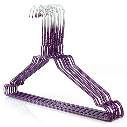 HANGERWORLD 20 Purple Coating 16inch Metal Wire 13 Gauge Pants Bar Coat Clothes Garment Hangers
