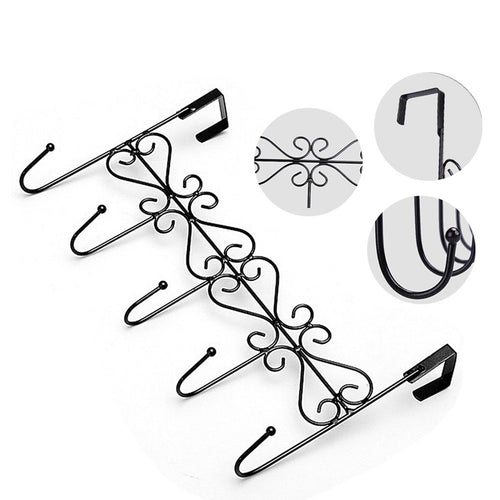 Over the Door Hook, FAVOLOOK Hook Hanger Bathroom Kitchen Organizer Wall Hanger Hooks With 5-Hook for Towel Hat Coat Clothes