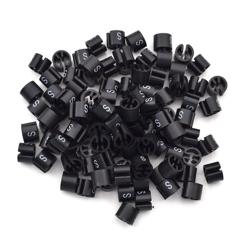 Black Garment Hanger White Print Coat Sizer PS Size Marker Letter Tags 100 Pcs