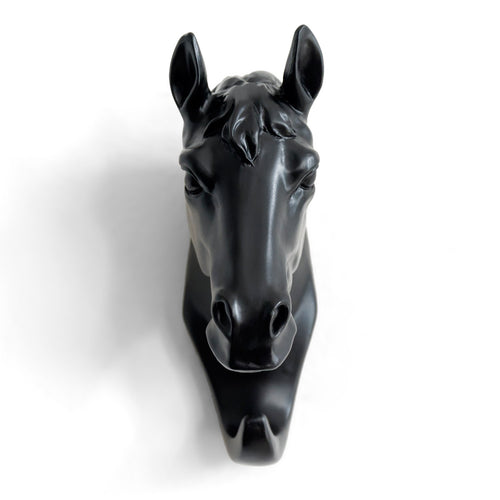 Herngee Horse Head Single Wall Hook / Hanger Animal shaped Coat Hat Hook Heavy Duty, Rustic,Recycled, Decorative Gift , Black