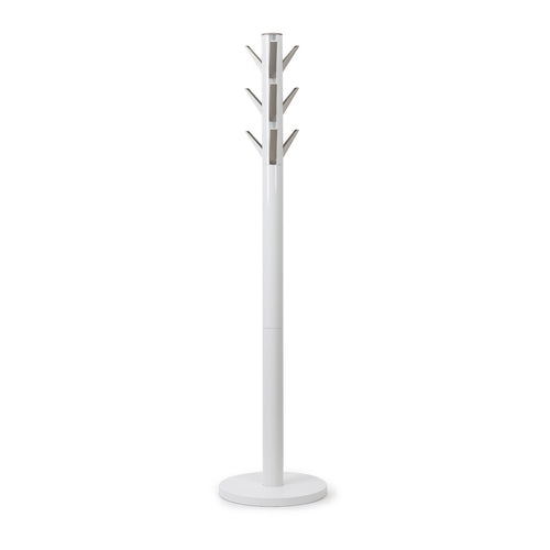 Umbra Flapper Coat Rack, Clothing Hanger, Umbrella Holder, and Hat Organizer, Great for Entryway, White/Nickel