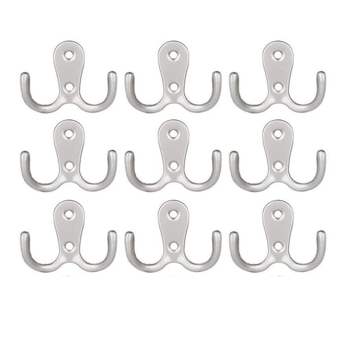 9Pcs Coat Hooks, Heavy Duty Wall Mounted Coat Hooks, Decorative Dual Hook Towel Holder Rack, Retro Double Hook Utility Rustic Hooks Hanger for Coat, Scarf, Bag, Towel, Key, Hat, Home Organizer