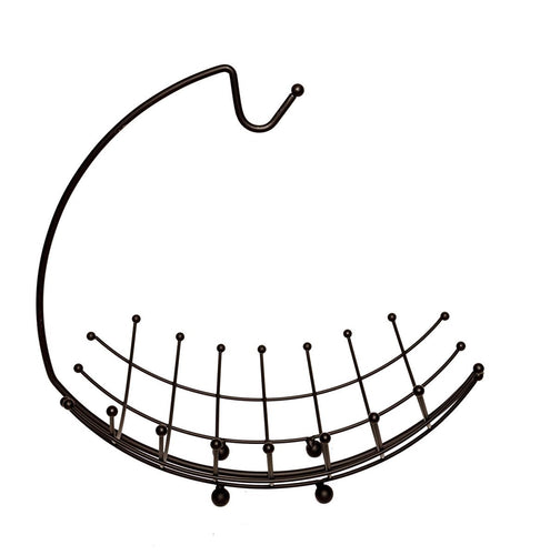 JMiles UH-FB244 Fruit Basket with Banana Hanger - Black Wire Fruit Basket with Hook for Hanging Bananas Preserves Freshness and Saves Space (Black)