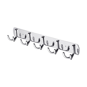 E-UNIONA Stainless Steel Wall Mounted 5 Double-Hook Organizer Rack Heavy Duty Robe Coat Clothes Hat Hanger Organizer Rack