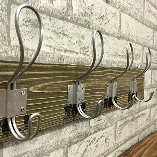 CiiBing Industrial Wind Coat Rack, Vintage Iron Art Hook Up Clothing Store Bedroom Wooden Decoration On The Wall Enter The Door Wall Hanging Row Hook 50810CM hat Shelves (Color : C)