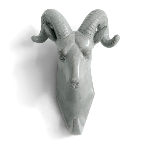 Herngee Sheep Head Single Wall Hook / Hanger Animal shaped Coat Hat Hook Heavy Duty, Rustic,Recycled, Decorative Gift , Grey