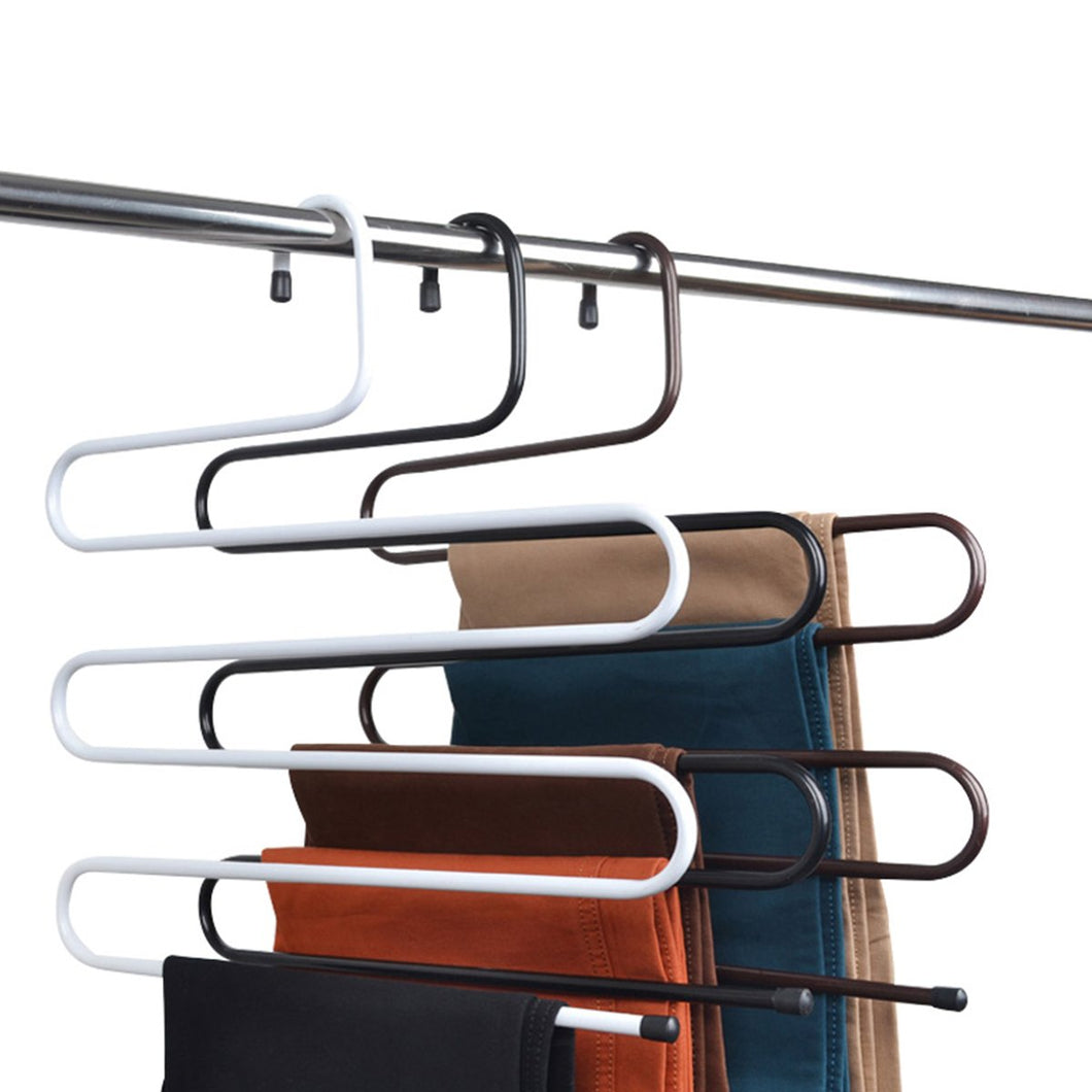 Tosnail 3 Pack Multi Layers Metal Pant Slack Hangers - Closet Storage for Jeans Trousers Space Saver Storage Pant Rack
