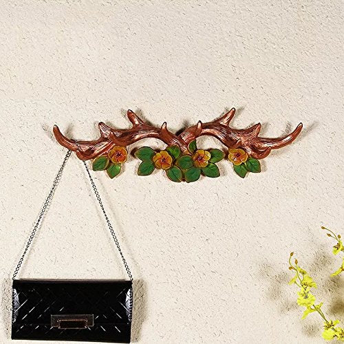 Vintage Cast Deer Antlers Wall Hooks ( 10 HOOKS) for Hanging Coat Hat Scarf Bag Key Clothes Bathroom Kitchen Towel Holder Christmas Reindeer Deer Hanger Rack Wall Decoration Wedding Gift (B-Brown)