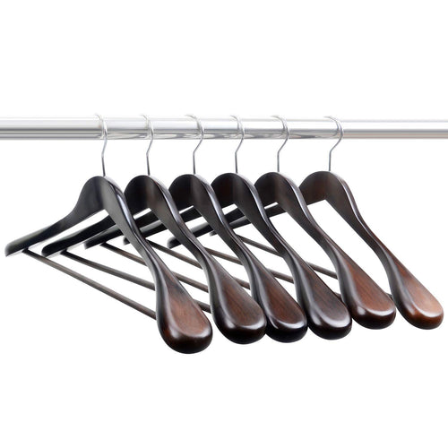 IEOKE Suit Hangers Premium Wooden Hangers with 360° Swivel Hook, Wide Shoulders for Dress, Coat, Heavy Clothes (6 Pack)