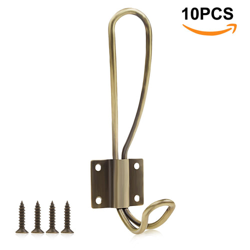 Vintage Bronze Wire Hooks – LANIAKEA Entryway Antique Wall Mounted Double Coat Hanger, Perfect Coating and Rustic Decoration Hanger, 10 Pcs