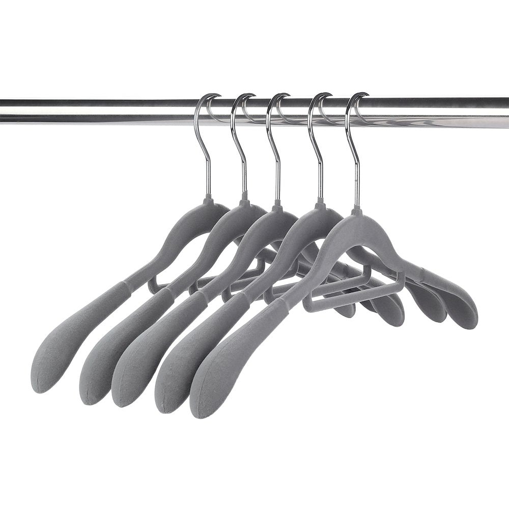 Crystallove Non-Slip Extra Wide Shoulder Velvet Coat Hanger (6pcs, Grey)