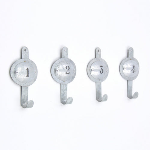 Industrial Numbered Grey Metal 1 to 4 Coat Hook Hooks Wall Mounted Door Hook Hanger for Hat Coat Clothes Kitchen Bathroom Bedroom Office (Screws Included)