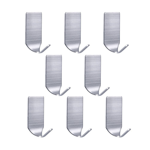 Adhesive Hooks, Strong Hooks Wall Hanger Stainless Steel Waterproof Wall Hooks for Robe Coat Towel Keys Bags Christmas Lights-Home Kitchen Bathroom Office 8-pack
