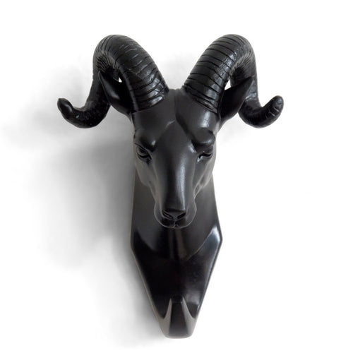 Herngee Sheep Head Single Wall Hook / Hanger Animal shaped Coat Hat Hook Heavy Duty, Rustic,Recycled, Decorative Gift , Black