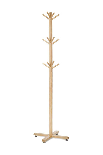 BambooWorx- Bamboo Standing Coat Rack Hat Hanger - 12 Hooks for Jacket, Freestanding Hallway Wood Tree Stand.