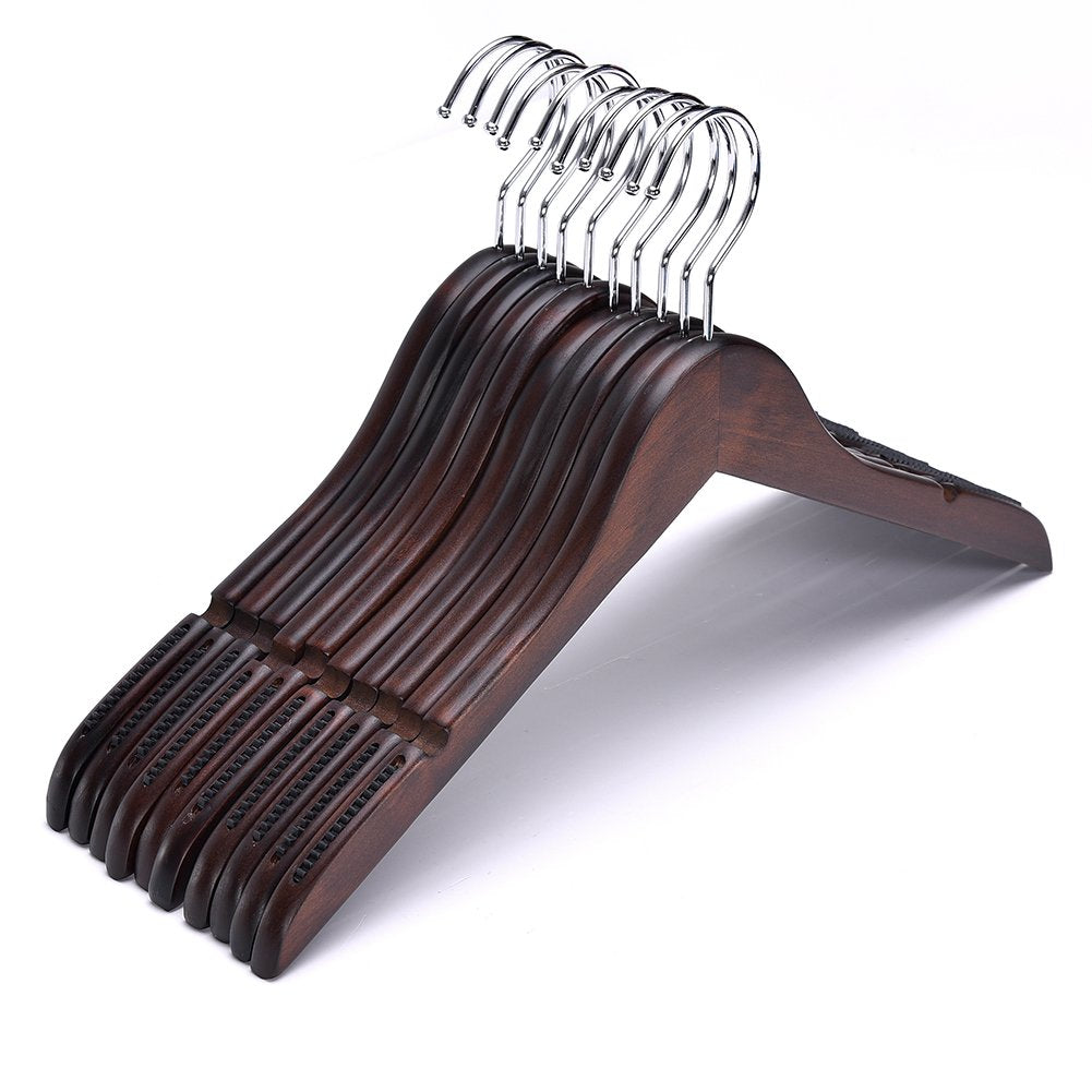 JS HANGER Heavy Duty Wash White Coat Hangers for Garment, 5 Pack