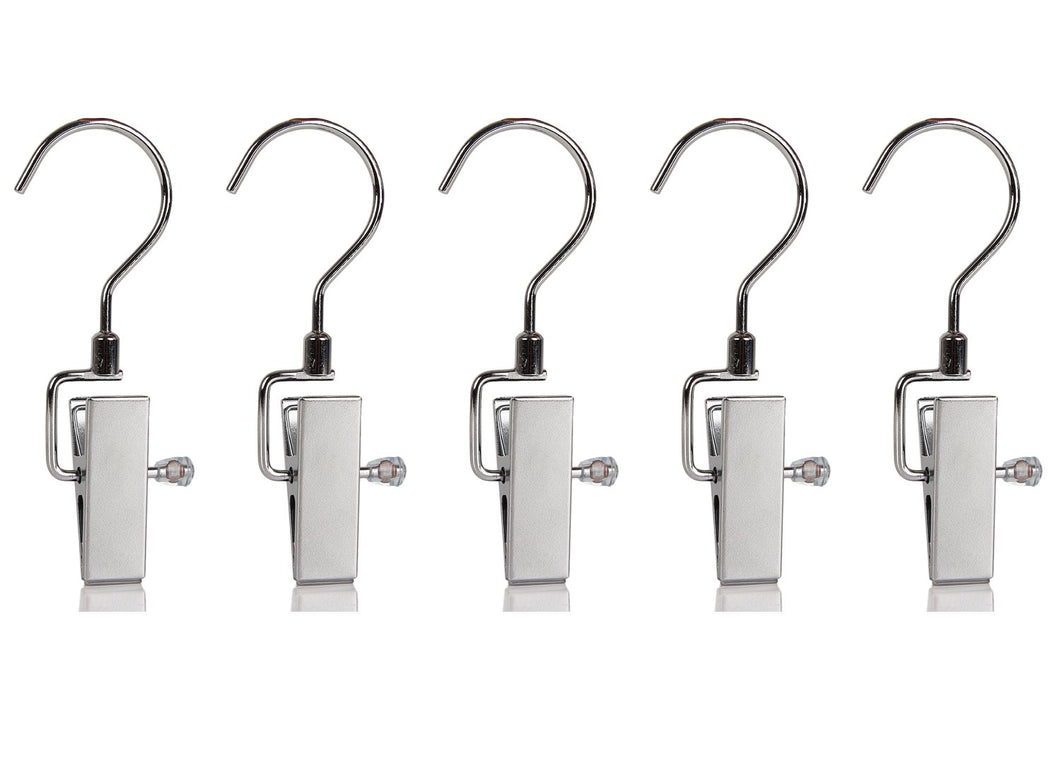 Set of 5 Swivel Metal Clip Hook Hangers for Hanging Pants Boots Laundry Travel Portable