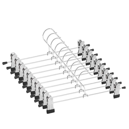 ID MAX Trouser Hanger Strong Chrome Pants Skirt Coat Hangers with Non-Slip Clips 30cm (12