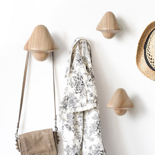 Kloud City 1 Piece Natural Inspirational Resin Wall Mounted Mushroom Decor Coat Hanger With Light Brown Color Finished For Outdoor Bedroom Balcony Laundry Home Storage