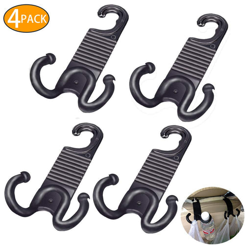 4 Pack Car Back Seat Headrest Hanger Holder Hooks for Purse Grocery Bag Cloth Coat Bottle - Convenient Universal Vehicle Trunk Organizer - Heavy Duty Purse Hooks - Dude Gadget - Car Accessories