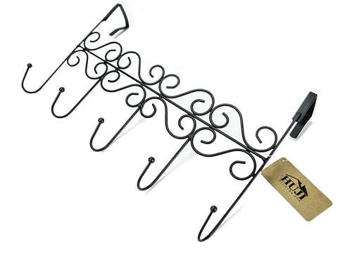 Over the Door Decorative 5 Hook Rack Clothes Coat Hat Belt Hanger Organizer for Home or Office (1, Over the Door Hanger)