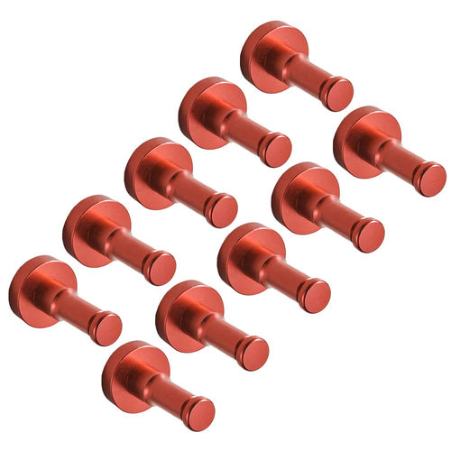 eForwish Solid Aluminum Garage Storage Organizer Hook Bathroom Toilet Single Robe Towel Coat Hook Kitchen Utensil Utility Hanger Heavy Duty Wall Mount (Red) 5 Pcs