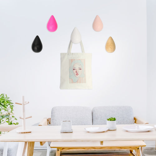 OUNONA Wall Decoration Hanging Hooks Single Wooden Water Drop Shaped Coat Hat Clothes Heavy Duty Hanger Raindrop Hooks - Size L(White)