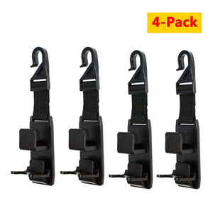Madeggs Universal Vehicle Car Seat Back Headrest Hook,Strong and Durable Backseat Headrest Hanger Storage for Purse, Backpack, Coat, Handbag and Shopping Bags with Thicker Straps, 4-Pack (Black)