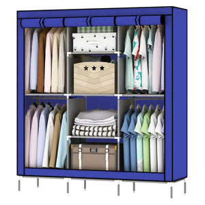 OUMYJIA 69 inches Non-Woven Fabric Wardrobe Portable Clothes Closet Storage Organizer, 51 x 17.5 x 69 inches, Grey