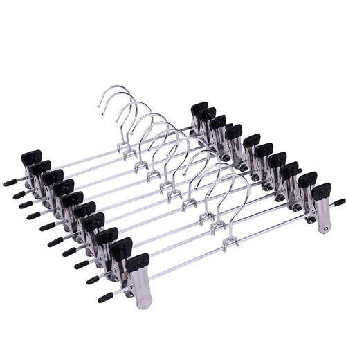 Aizhy Trouser Hanger Strong Chrome Pants Skirt Coat Hangers with Non-Slip Clips 28cm (11